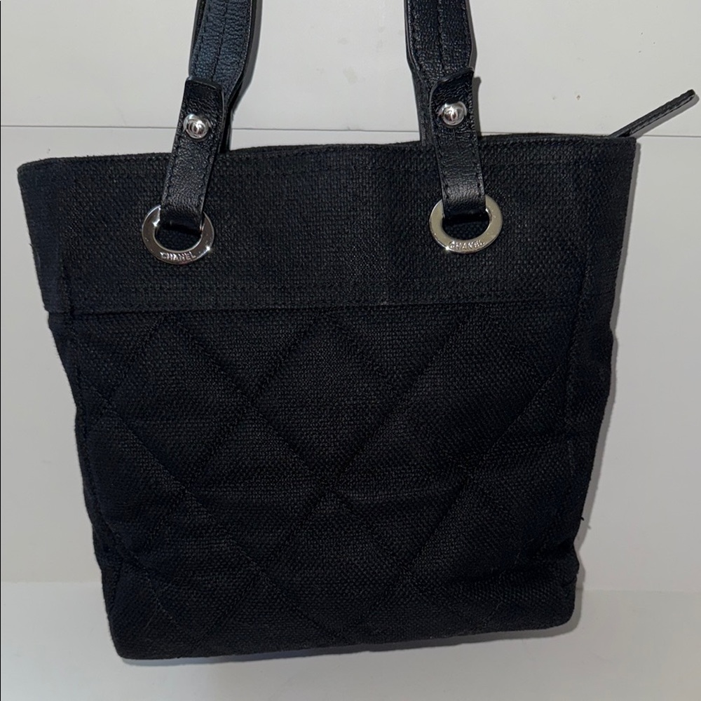 Chanel Black Quilted Canvas Tote Bag - Picture 5 of 13
